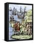 Expedition of Christopher Columbus Landing at Hispaniola, c.1492-null-Framed Stretched Canvas