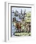 Expedition of Christopher Columbus Landing at Hispaniola, c.1492-null-Framed Giclee Print