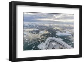 Expeditions Ship Amongst Huge Icebergs, Ilulissat, Greenland, Polar Regions-Michael Nolan-Framed Photographic Print