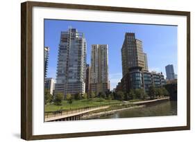 Expensive Apartment Buildings on the Chicago River-Amanda Hall-Framed Photographic Print