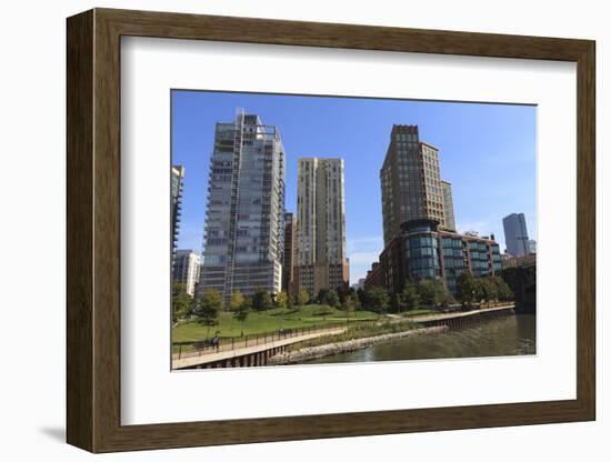 Expensive Apartment Buildings on the Chicago River-Amanda Hall-Framed Photographic Print