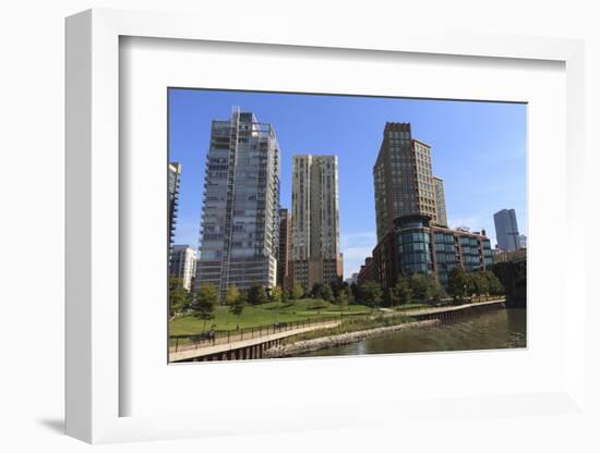 Expensive Apartment Buildings on the Chicago River-Amanda Hall-Framed Photographic Print