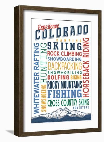 Experience Colorado - Typography-Lantern Press-Framed Art Print