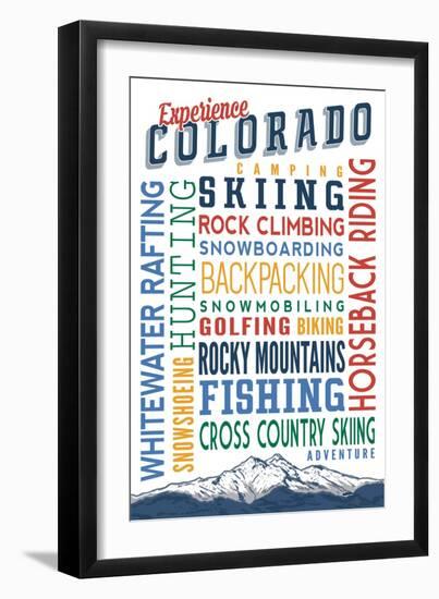 Experience Colorado - Typography-Lantern Press-Framed Art Print