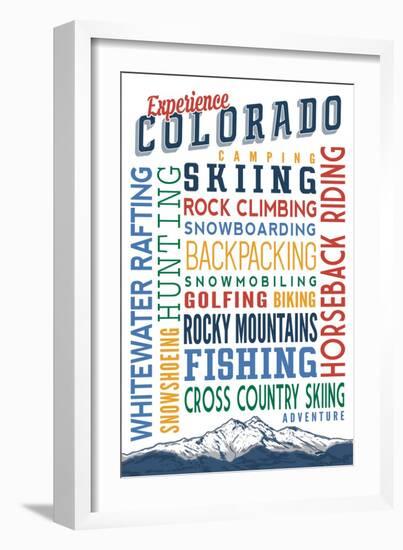 Experience Colorado - Typography-Lantern Press-Framed Art Print