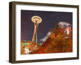 Experience Music Project (EMP) with Space Needle, Seattle, Washington, USA-Walter Bibikow-Framed Photographic Print