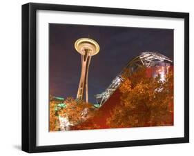 Experience Music Project (EMP) with Space Needle, Seattle, Washington, USA-Walter Bibikow-Framed Photographic Print