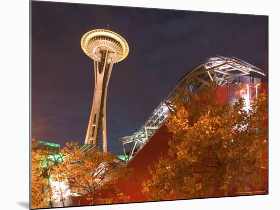 Experience Music Project (EMP) with Space Needle, Seattle, Washington, USA-Walter Bibikow-Mounted Photographic Print