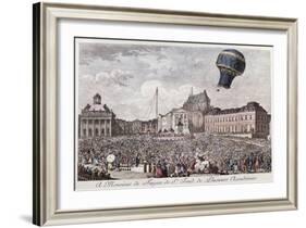 Experiment at Versailles of the Montgolfier Brothers, Montgolfiere Hot Air Balloon, 1783-null-Framed Giclee Print