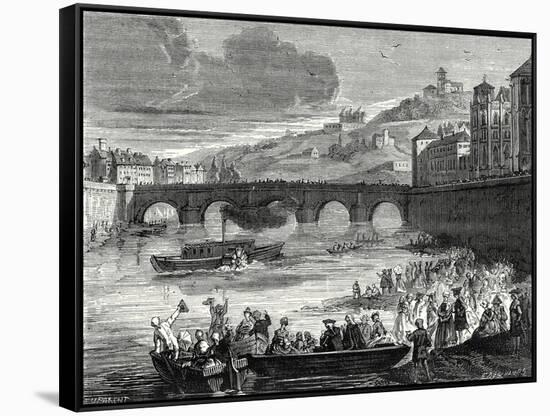 Experiment of the Marquis De Jouffroy on the Saône at Lyon July 15 1783-null-Framed Stretched Canvas