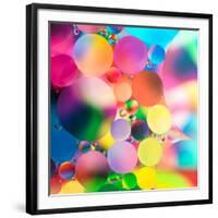 Experiment with Oil Drops on Water, Colorful Background-Abstract Oil Work-Framed Photographic Print