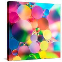 Experiment with Oil Drops on Water, Colorful Background-Abstract Oil Work-Stretched Canvas