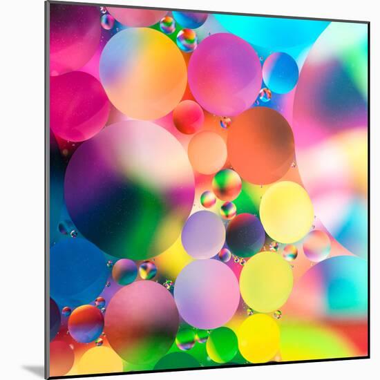 Experiment with Oil Drops on Water, Colorful Background-Abstract Oil Work-Mounted Photographic Print