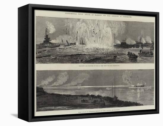 Experimental Naval Attack on Harbour and Fort Defences at Portsmouth-null-Framed Stretched Canvas