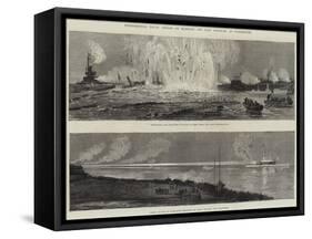 Experimental Naval Attack on Harbour and Fort Defences at Portsmouth-null-Framed Stretched Canvas