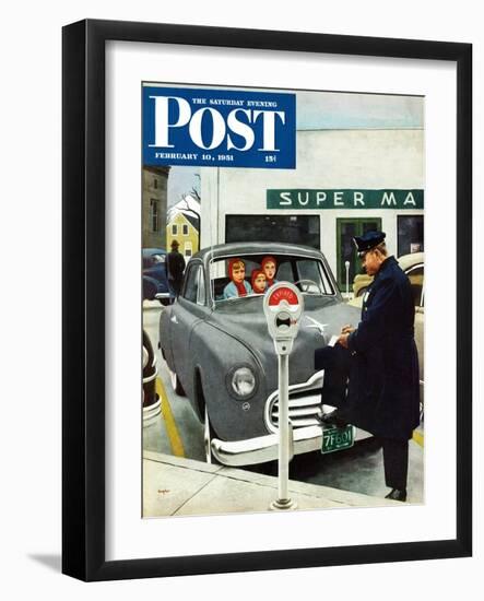 "Expired Meter" Saturday Evening Post Cover, February 10, 1951-George Hughes-Framed Giclee Print