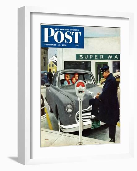 "Expired Meter" Saturday Evening Post Cover, February 10, 1951-George Hughes-Framed Giclee Print