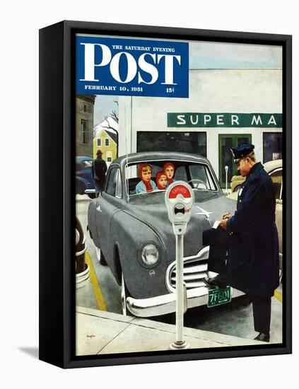 "Expired Meter" Saturday Evening Post Cover, February 10, 1951-George Hughes-Framed Stretched Canvas