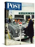 "Expired Meter" Saturday Evening Post Cover, February 10, 1951-George Hughes-Stretched Canvas