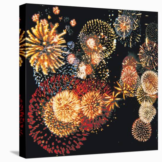 Exploding of Group of Fireworks-null-Stretched Canvas