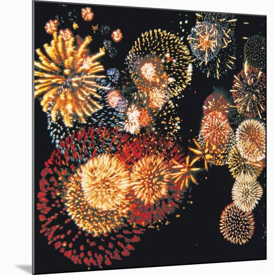 Exploding of Group of Fireworks-null-Mounted Photographic Print