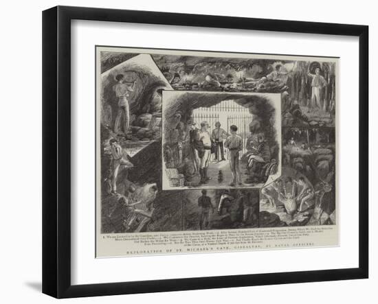 Exploration of St Michael's Cave, Gibraltar, by Naval Officers-null-Framed Giclee Print