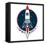 Explore the Universe - Rocket in Outer Space-Olga_Angelloz-Framed Stretched Canvas