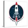 Explore the Universe - Rocket in Outer Space-Olga_Angelloz-Stretched Canvas