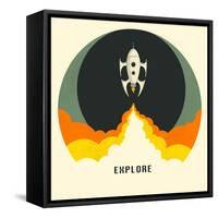 Explore-Jazzberry Blue-Framed Stretched Canvas