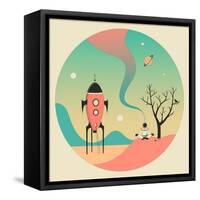 Explore-Jazzberry Blue-Framed Stretched Canvas