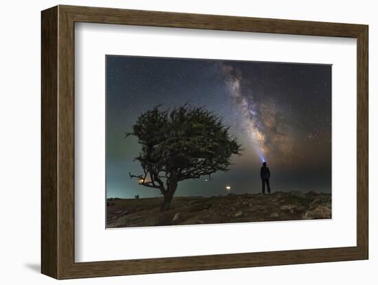 Explorer Looking at the Milky Way from the Coast of the Black Sea-Stocktrek Images-Framed Photographic Print