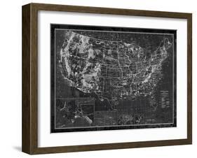 Explorer - Usa Map - Noir-The Vintage Collection-Framed Giclee Print