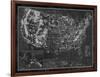 Explorer - USA Map - Noir-The Vintage Collection-Framed Giclee Print