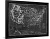 Explorer - USA Map - Noir-The Vintage Collection-Framed Giclee Print