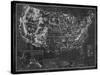 Explorer - USA Map - Noir-The Vintage Collection-Stretched Canvas