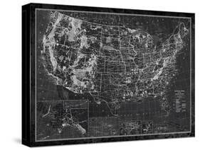 Explorer - USA Map - Noir-The Vintage Collection-Stretched Canvas