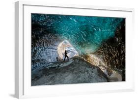 Exploring a Glacial Ice Cave, Svinafellsjokull, Iceland-null-Framed Photographic Print