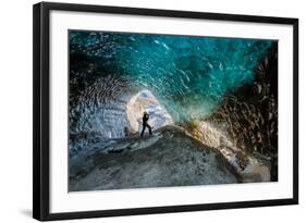 Exploring a Glacial Ice Cave, Svinafellsjokull, Iceland-null-Framed Photographic Print