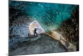 Exploring a Glacial Ice Cave, Svinafellsjokull, Iceland-null-Mounted Photographic Print