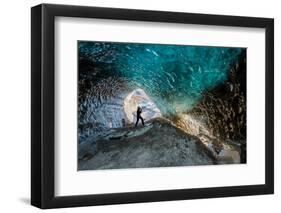 Exploring a Glacial Ice Cave, Svinafellsjokull, Iceland-null-Framed Photographic Print