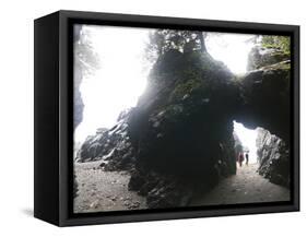 Exploring Sea Caves and Arches at Tsuquadra Point, West Coast Trail, British Columbia, Canada.-Ethan Welty-Framed Stretched Canvas