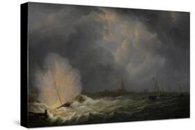 Explosion at Antwerp of Dutch Gunboat No 2, Commanded by Jan Van Speyk, 5 February-Martinus Schouman-Stretched Canvas