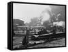 Explosion at Pearl Harbor Seen from Hickam Field-null-Framed Stretched Canvas