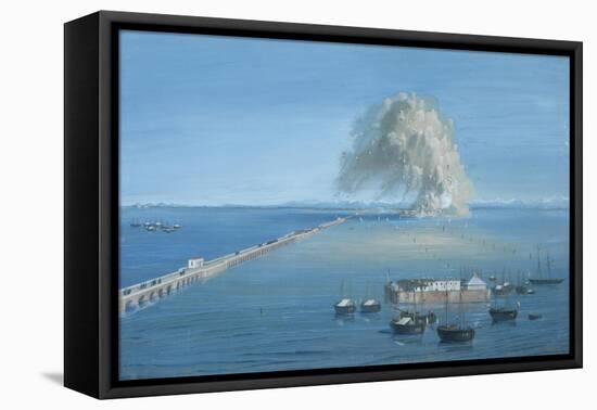 Explosion of a Mine in San Giuliano-Luigi Querena-Framed Stretched Canvas