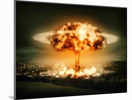 Explosion Of Nuclear Bomb-egal-Mounted Art Print