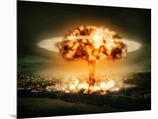 Explosion Of Nuclear Bomb-egal-Mounted Art Print