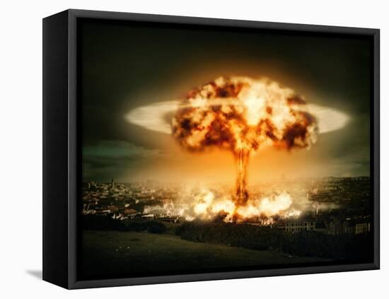Explosion Of Nuclear Bomb-egal-Framed Stretched Canvas