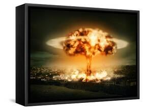 Explosion Of Nuclear Bomb-egal-Framed Stretched Canvas