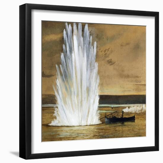 Explosion of Torpedo Launched from Motor Torpedo Boat, Watercolor Photography, 20th Century-null-Framed Giclee Print