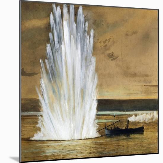 Explosion of Torpedo Launched from Motor Torpedo Boat, Watercolor Photography, 20th Century-null-Mounted Giclee Print